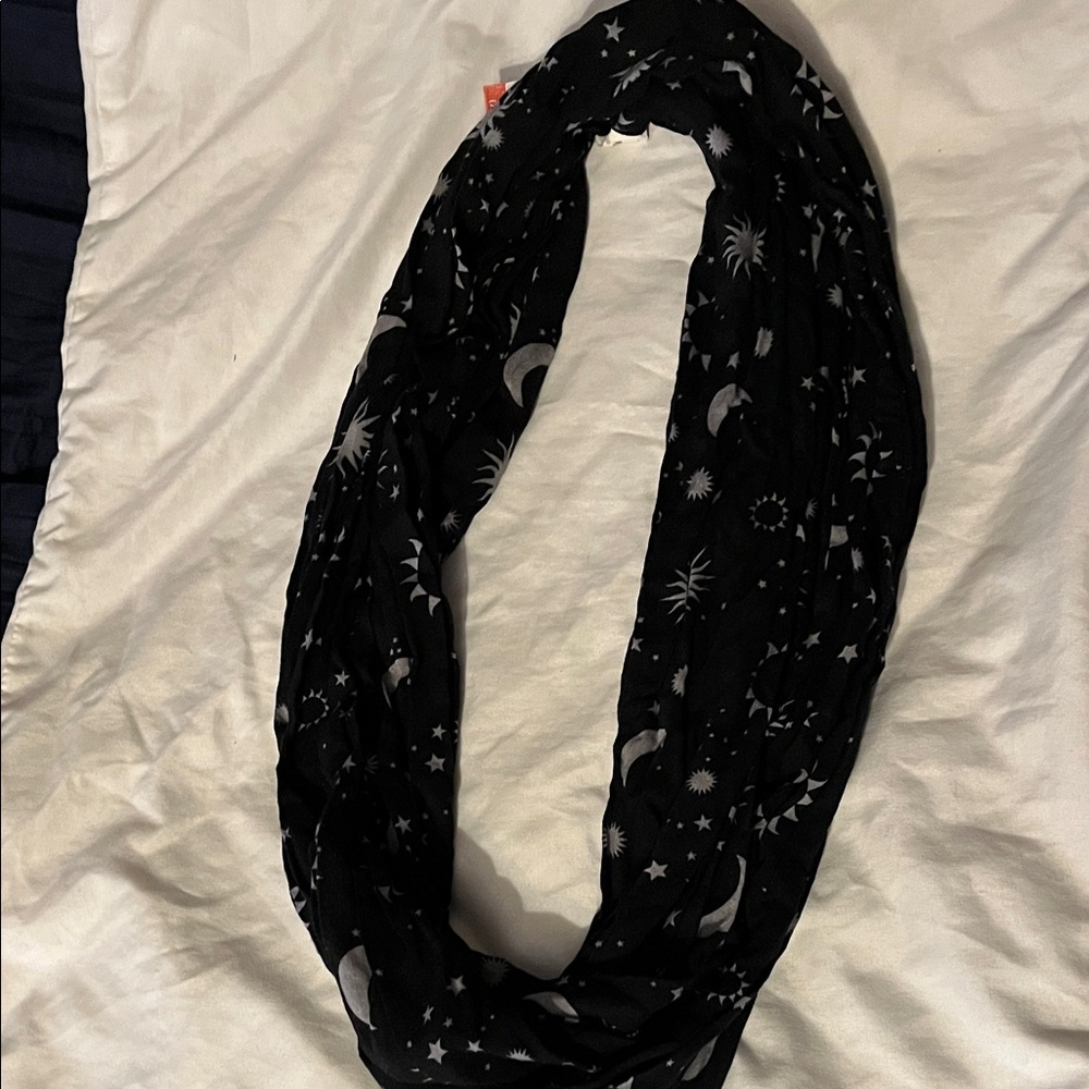 No Boundaries Black Scarf with Celestial Design